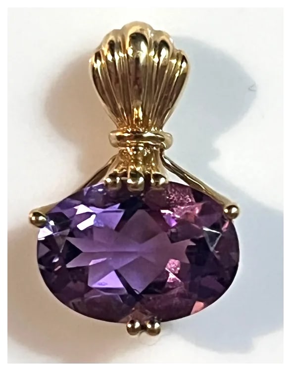 Estate Five Carat 14k Gold Oval Amethyst - 2