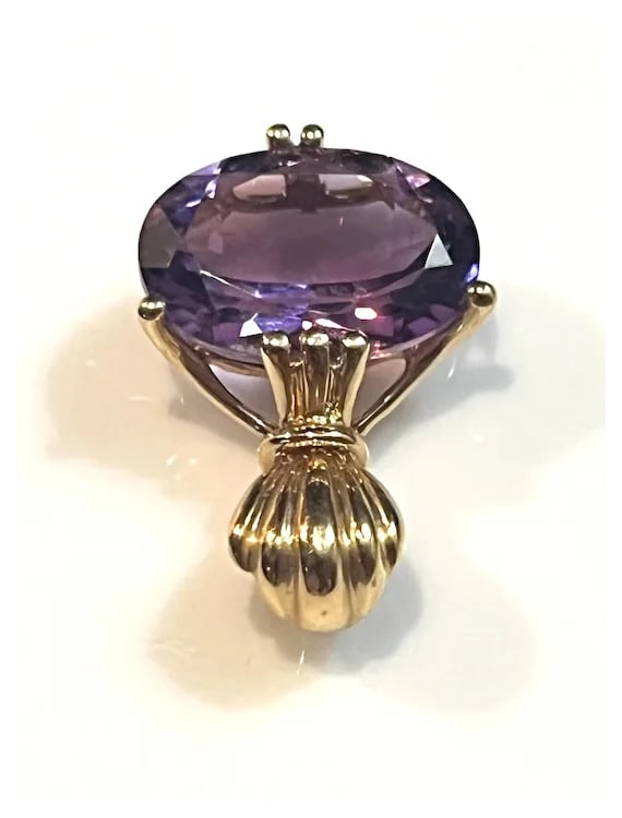 Estate Five Carat 14k Gold Oval Amethyst - 3