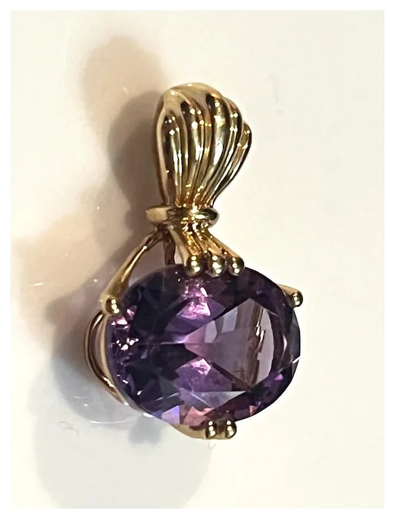 Estate Five Carat 14k Gold Oval Amethyst - 4