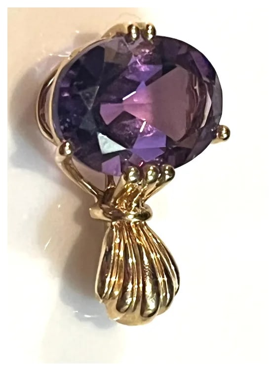 Estate Five Carat 14k Gold Oval Amethyst - 5