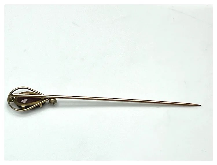 Vintage 10k Gold Glass and Seed Pearl Stickpin - 5