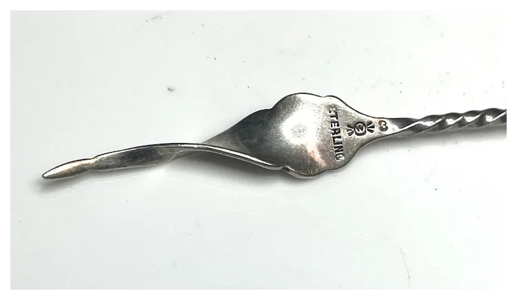 Vintage Sterling Silver Cocktail Mixer/Bar Spoon and Olive Pick - 6