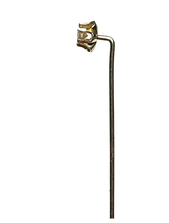Vintage 14k Gold Diamond Flower Stickpin - 4