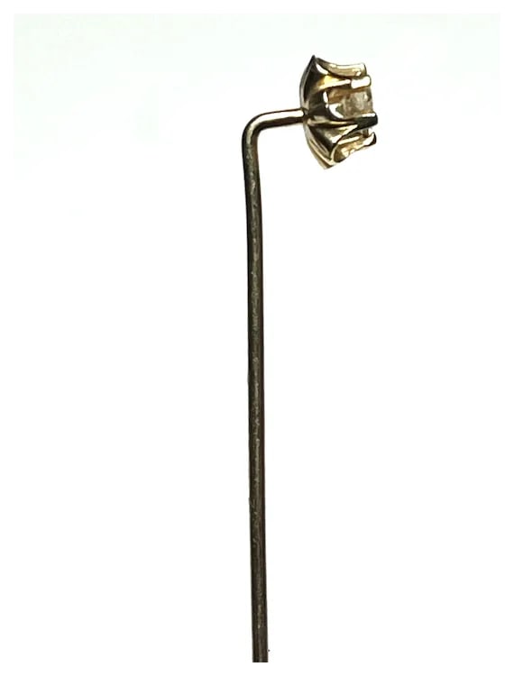 Vintage 14k Gold Diamond Flower Stickpin - 5