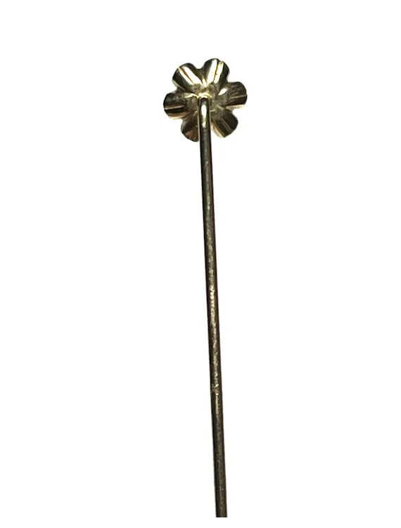 Vintage 14k Gold Diamond Flower Stickpin - 6