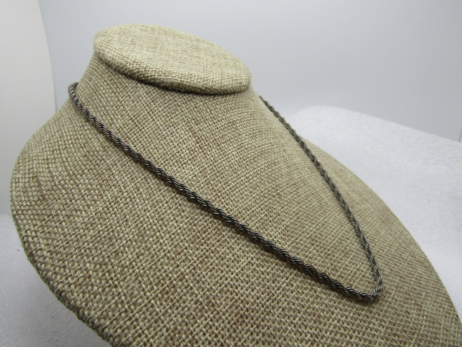Vintage Silver Plated Twisted Rope Necklace, 22", Unisex, 1970's-1980's - 3