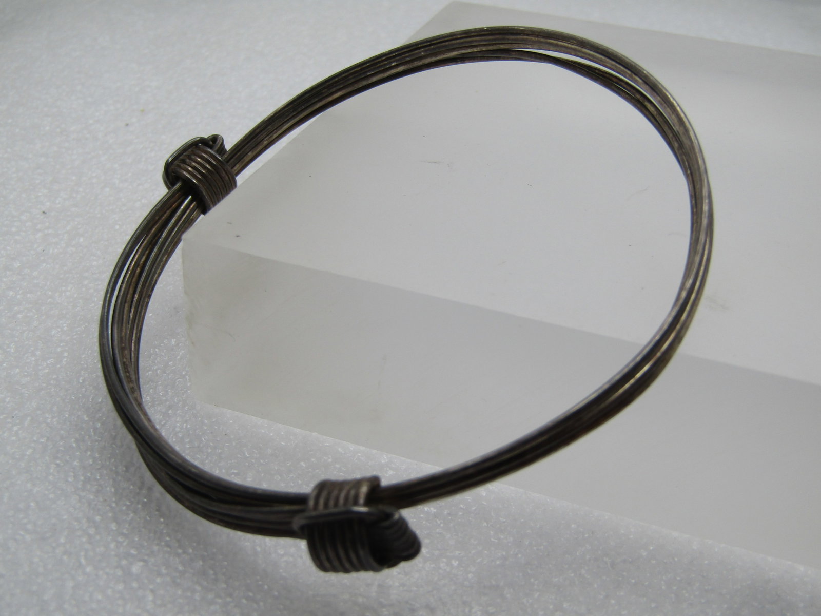 Vintage Sterling Six Strand Slide Knot Bracelet, Unisex 6.75"-8.75", 1970's and After - 5