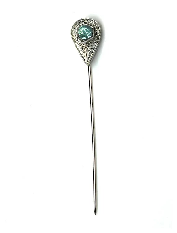 Vintage 14k White Gold Filigree Stickpin - 2