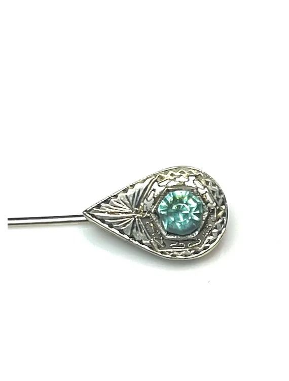 Vintage 14k White Gold Filigree Stickpin - 4