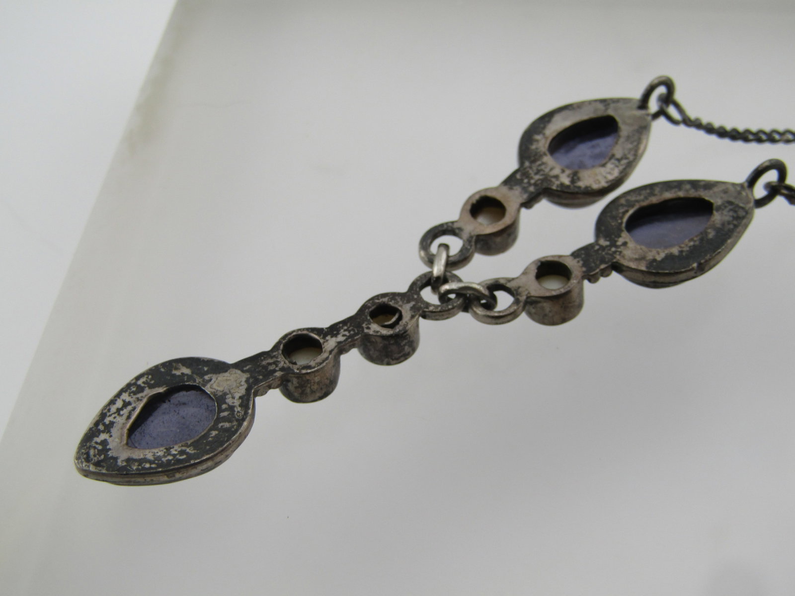 Vintage Sterling Amethyst Pearl Drop Necklace, 18", 1980's - 6