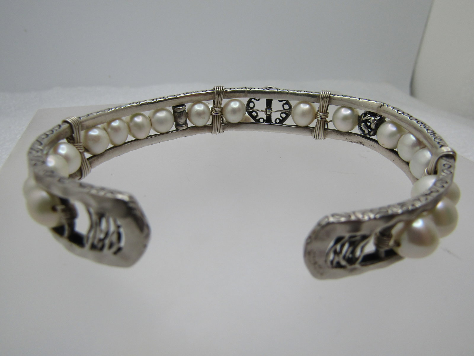 Vintage Silpada Pearls of Wisdon Cuff Bracelet, 6.75", 1990's - 5