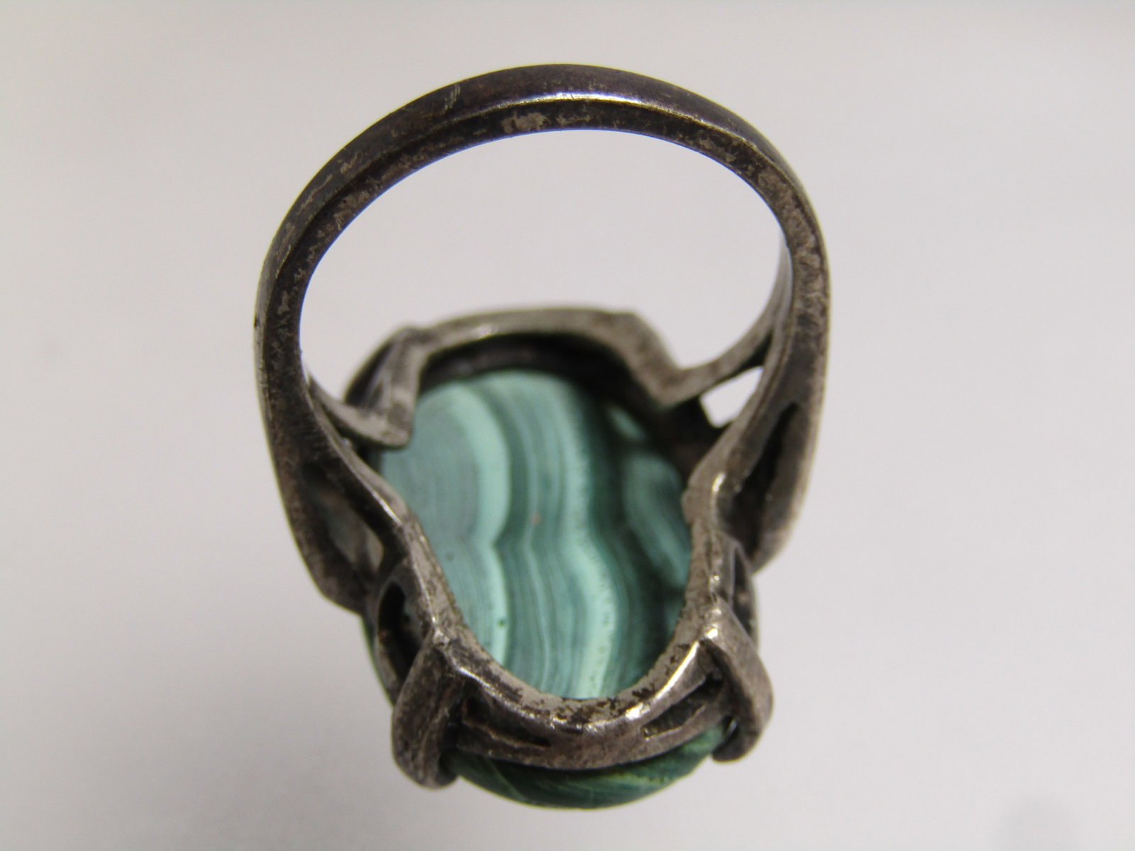 Vintage Sterling Malachite Ring, Southwestern, Sz. 5.5, 1960's-1970's, Signed - 4