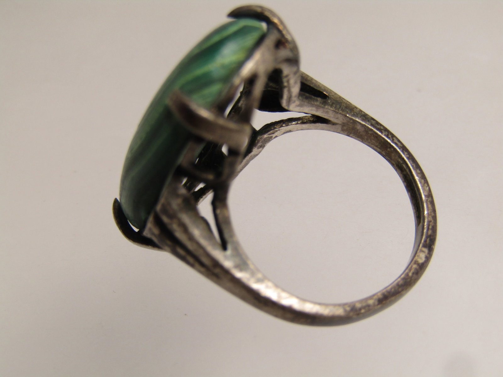 Vintage Sterling Malachite Ring, Southwestern, Sz. 5.5, 1960's-1970's, Signed - 6