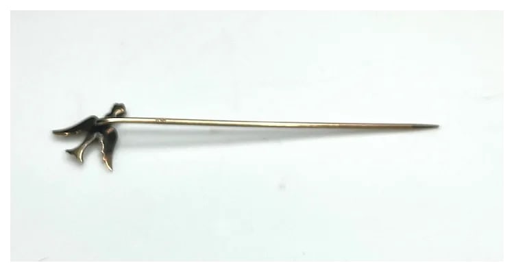 Victorian 10k Seed Pearl Bird/Dove/Swallow Stickpin - 4