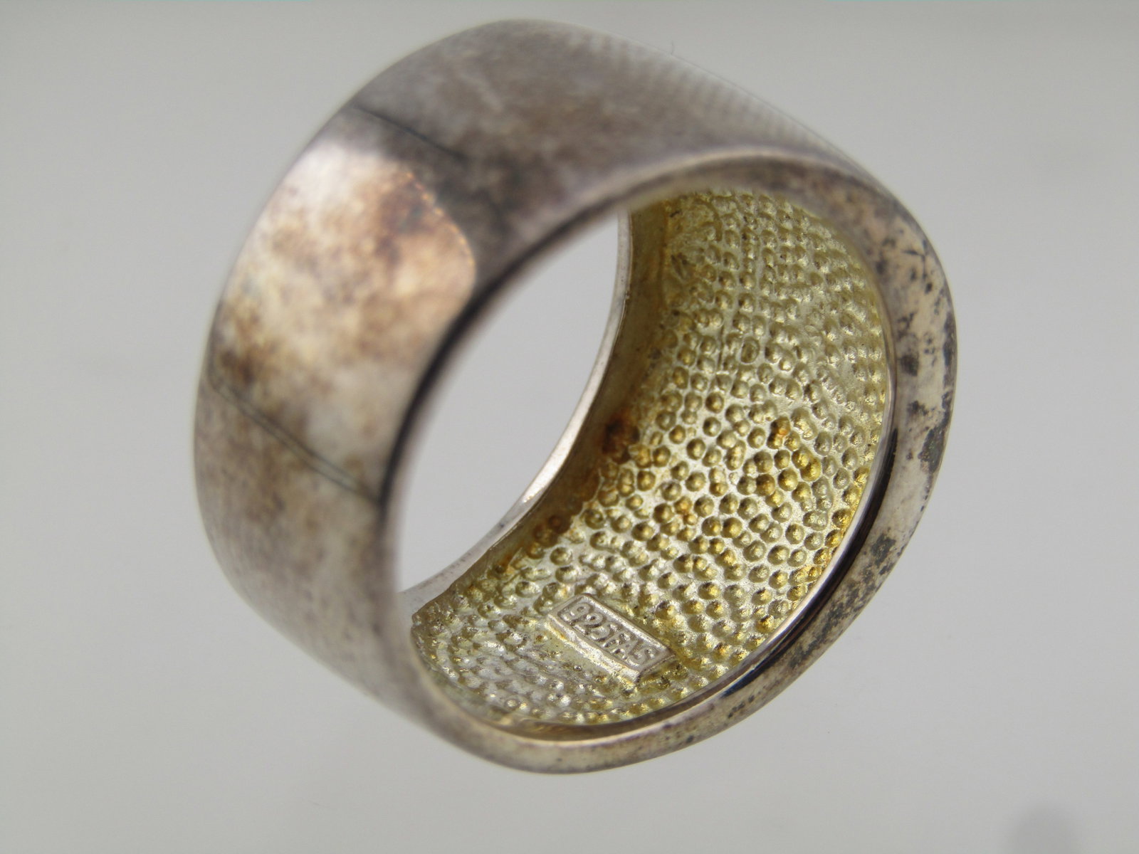 Vintage Sterling Wide Band Ring, Sz. 9, Unisex, 14mm, 1990's-2000's - 4