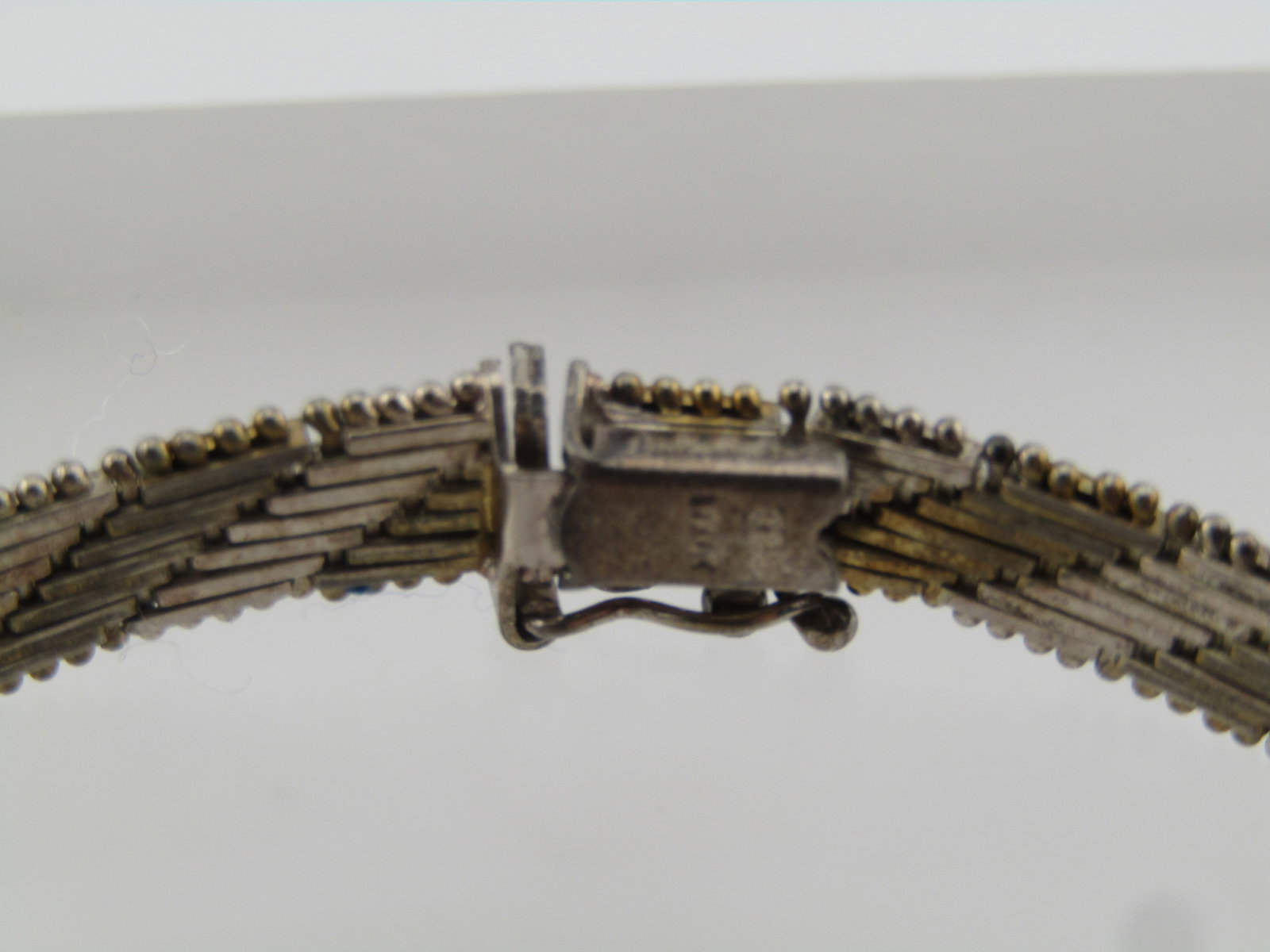 Vintge Sterling Two Tone Riccio Link Bracelet, 7.5", 7MM Italy, 1980's - 5