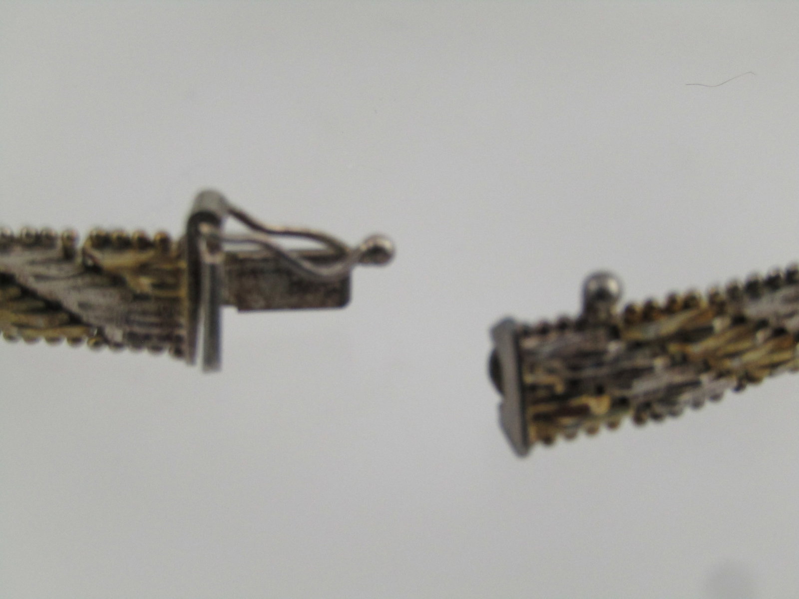 Vintge Sterling Two Tone Riccio Link Bracelet, 7.5", 7MM Italy, 1980's - 6