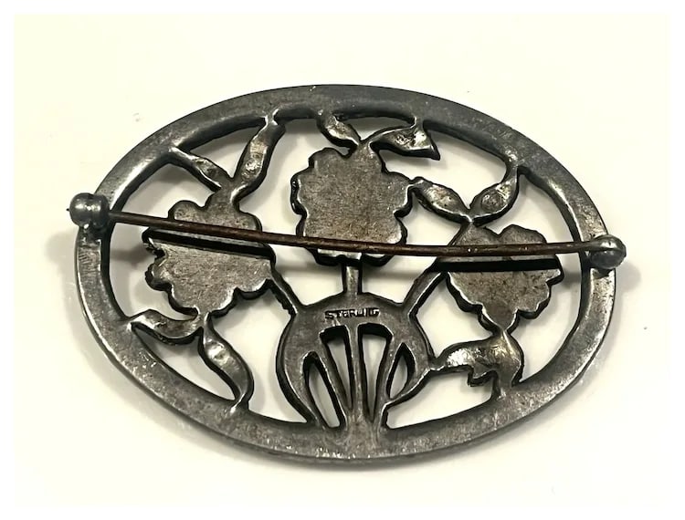 Vintage Sterling Silver Edwardian Marcasite Brooch - 5