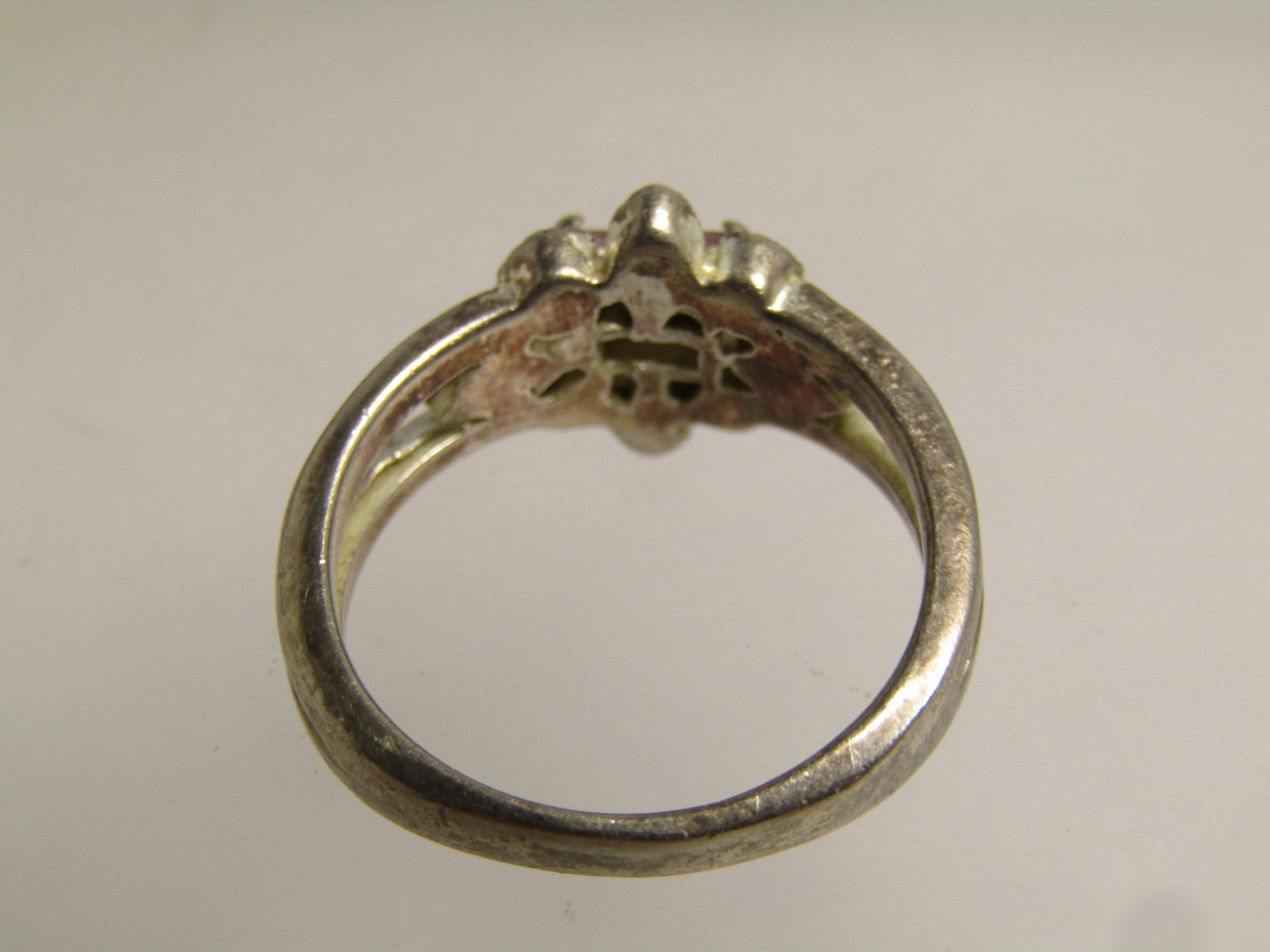 Vintage Sterling Pink Stone Marcasite Ring, Sz. 6, 1980's - 4