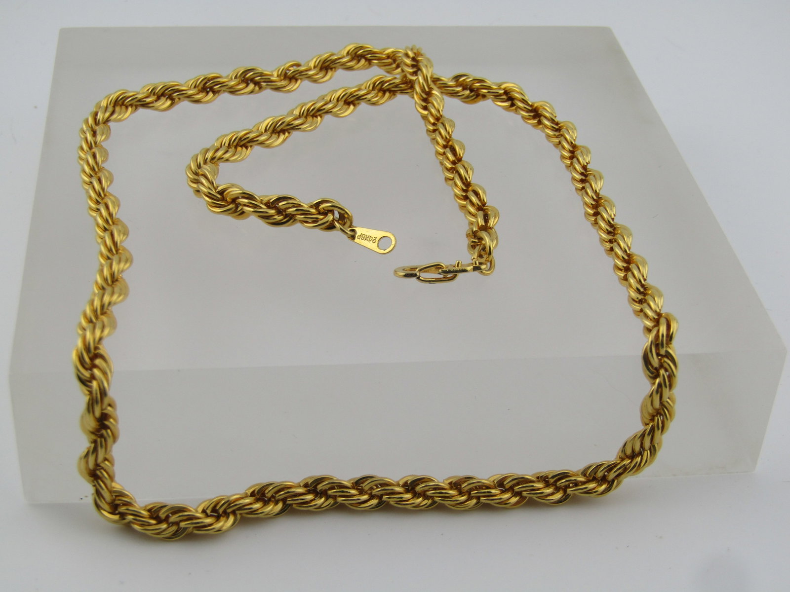 Gold Plated 5mm Twisted Rope Necklace, 20", 1980's-1990's - 4