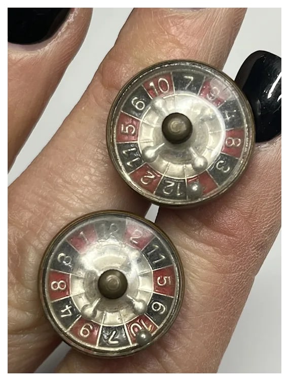 Vintage 1950's Spinning Roulette Wheel Cuff Link Set - 7