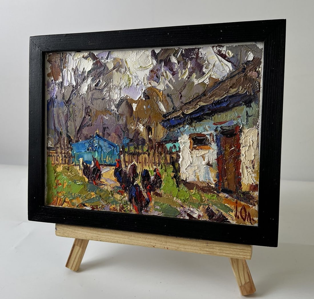Oil painting Turkeys in the Yard in the Village Oleksiy Ivanyuk - 2