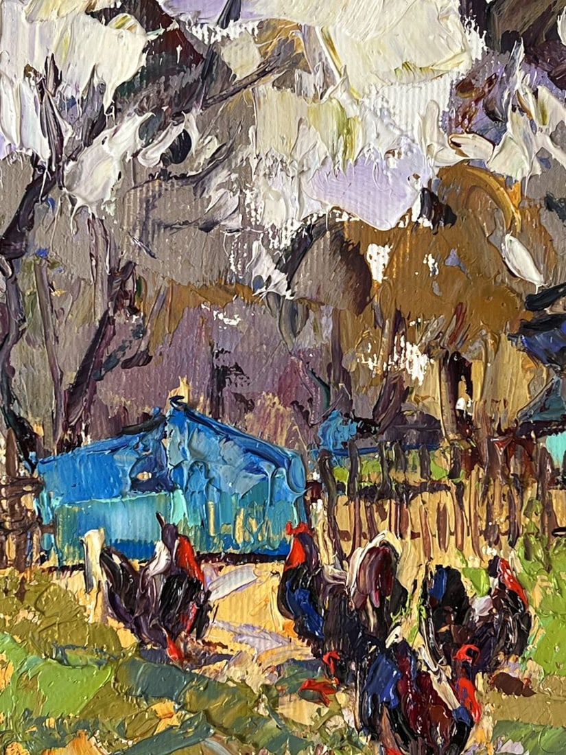Oil painting Turkeys in the Yard in the Village Oleksiy Ivanyuk - 4