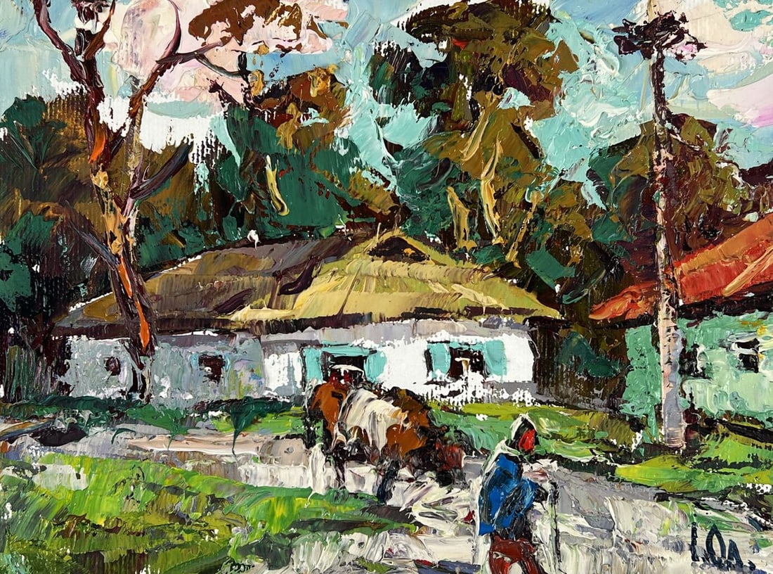 Oil painting A busy village street Oleksiy Ivanyuk - 3