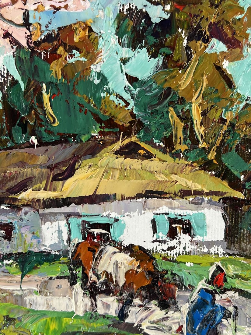 Oil painting A busy village street Oleksiy Ivanyuk - 7