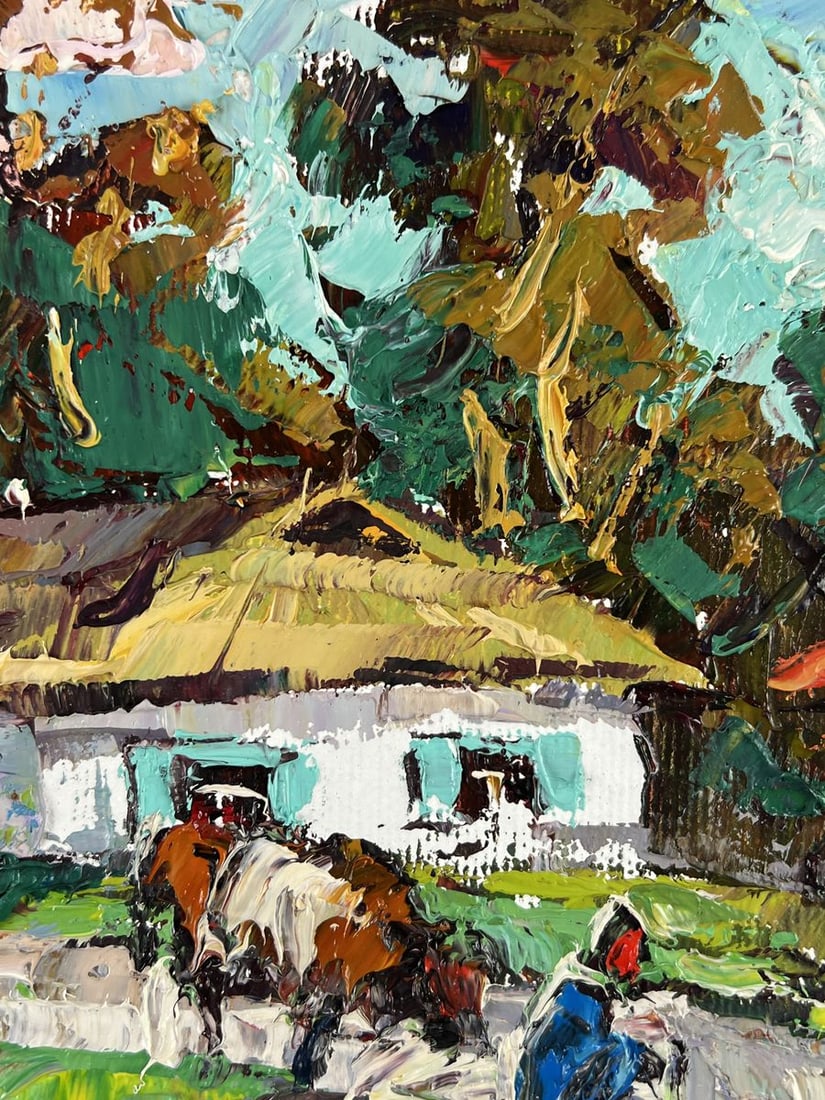Oil painting A busy village street Oleksiy Ivanyuk - 8