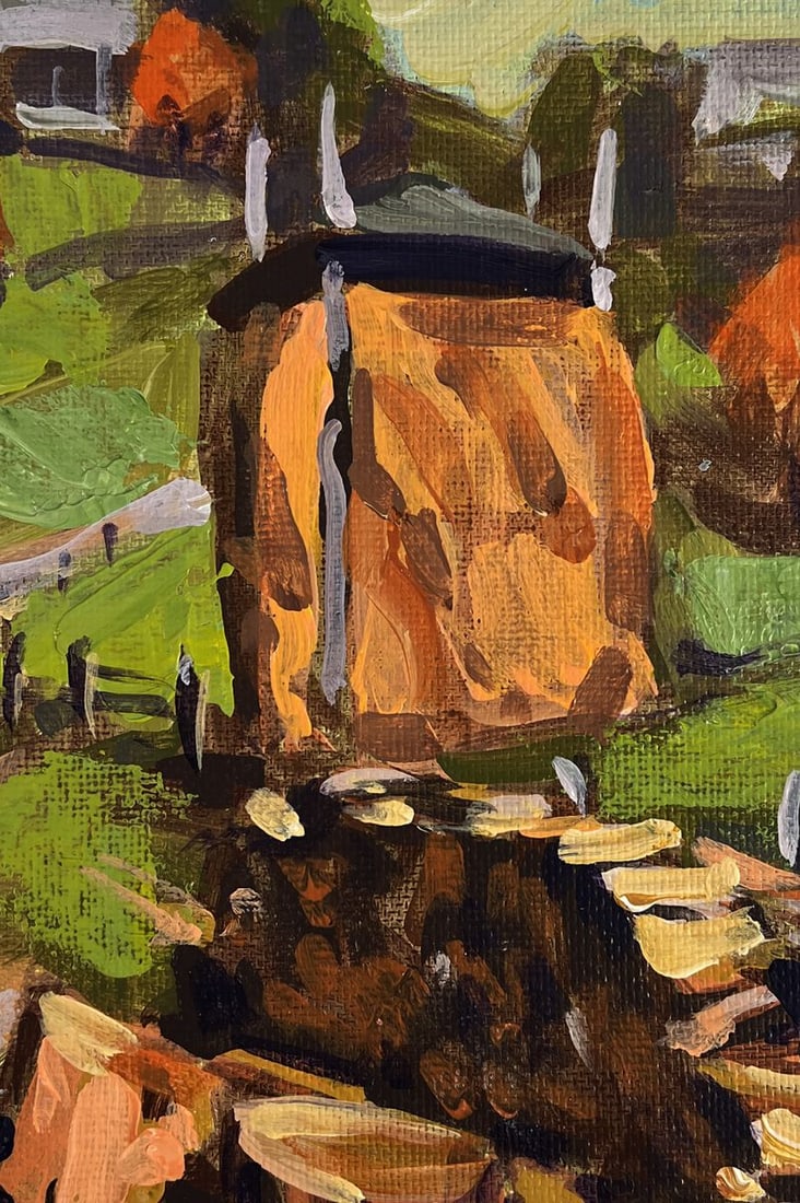 Acrylic painting Working days in the village Mykhailo Patskan - 8