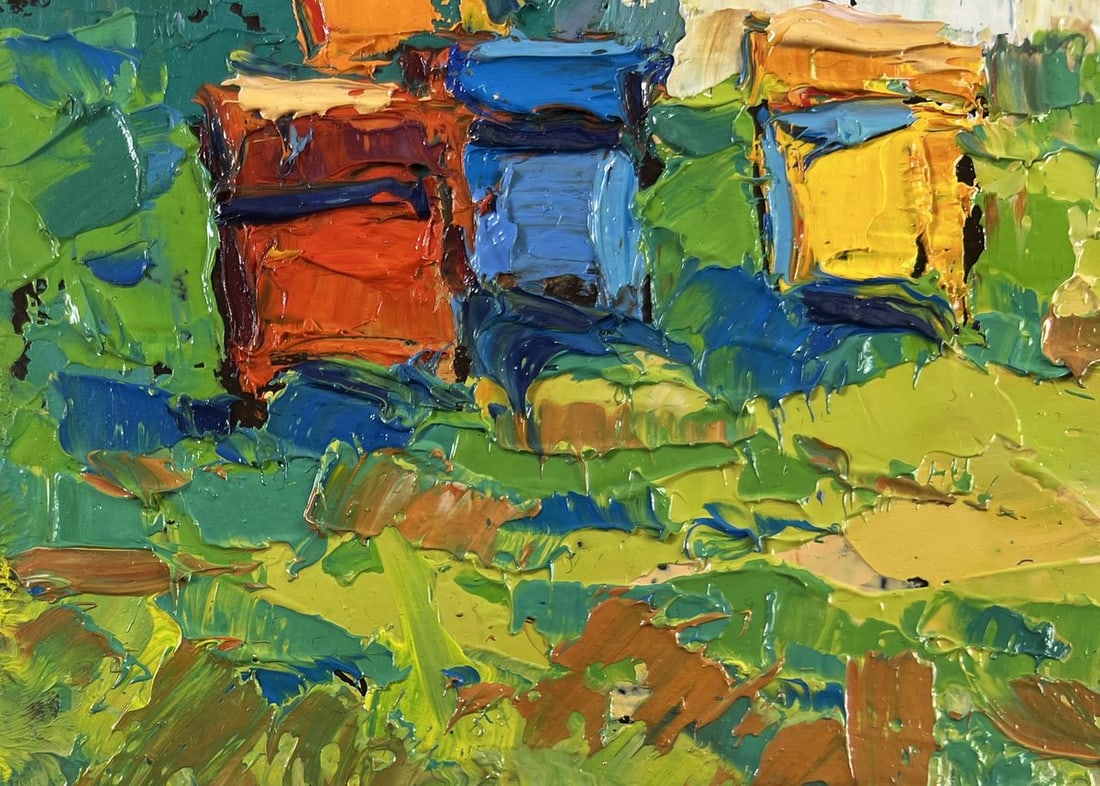 Oil painting Where childhood is on the grass Oksana Kalenyuk - 6