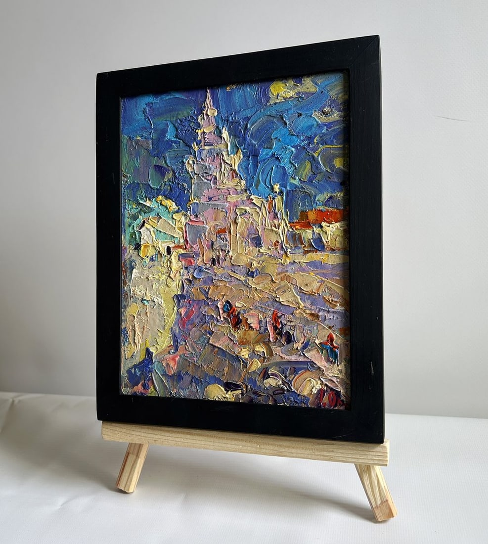 Oil painting City tower on a sunny day Alex Kalenyuk - 2