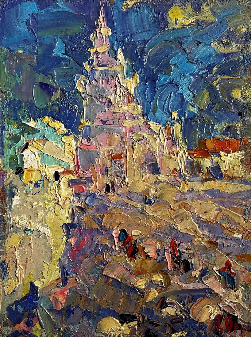 Oil painting City tower on a sunny day Alex Kalenyuk - 3