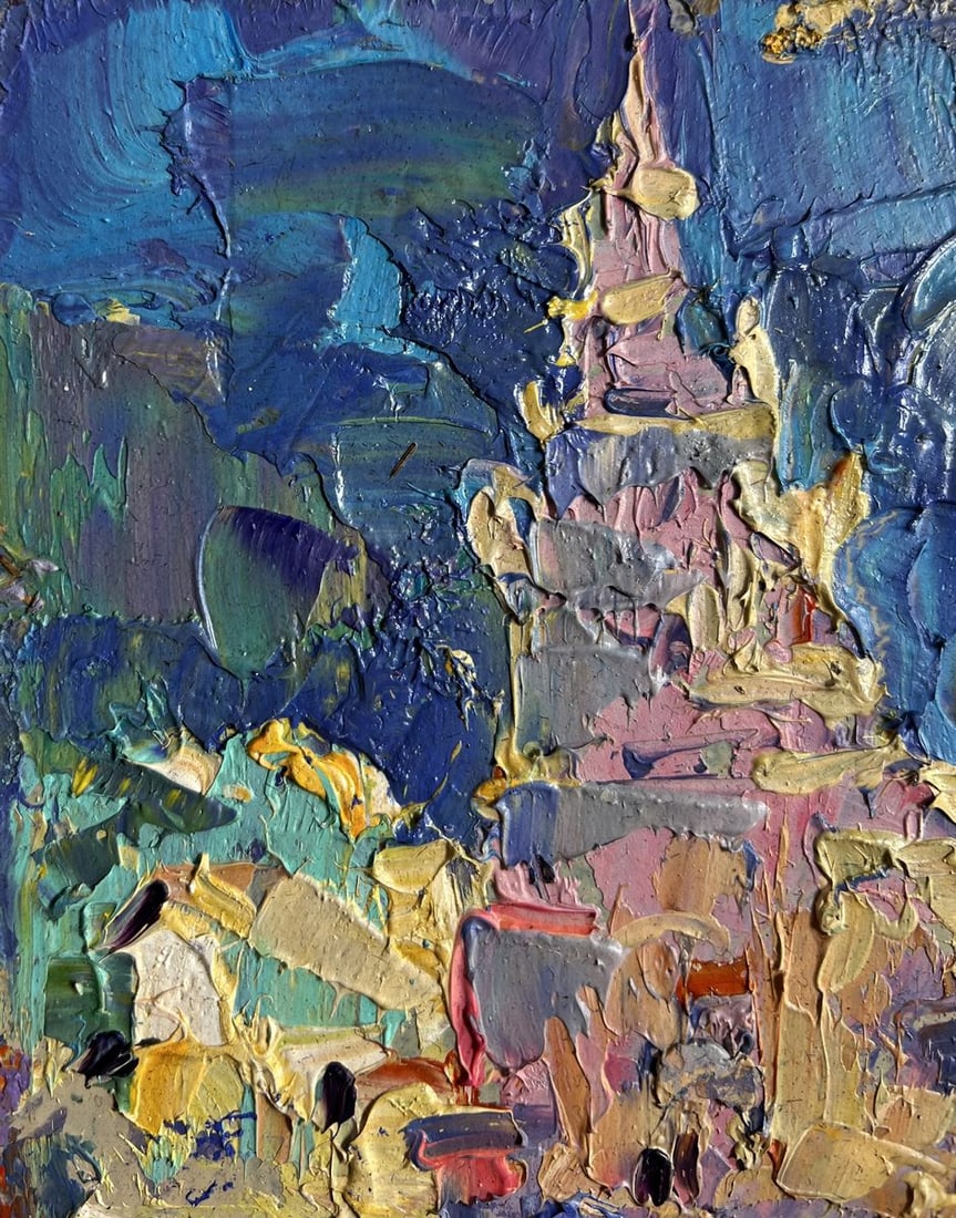 Oil painting City tower on a sunny day Alex Kalenyuk - 5