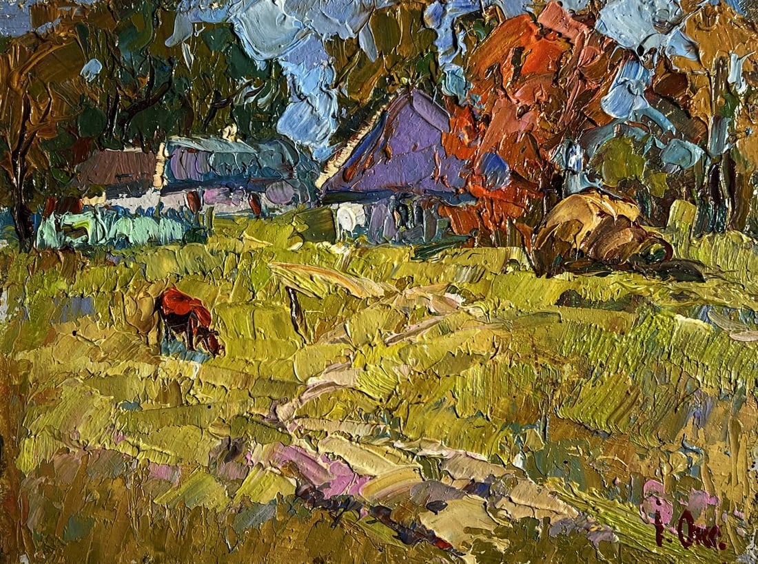 Oil painting Autumn has come to the village Oksana Kalenyuk - 3