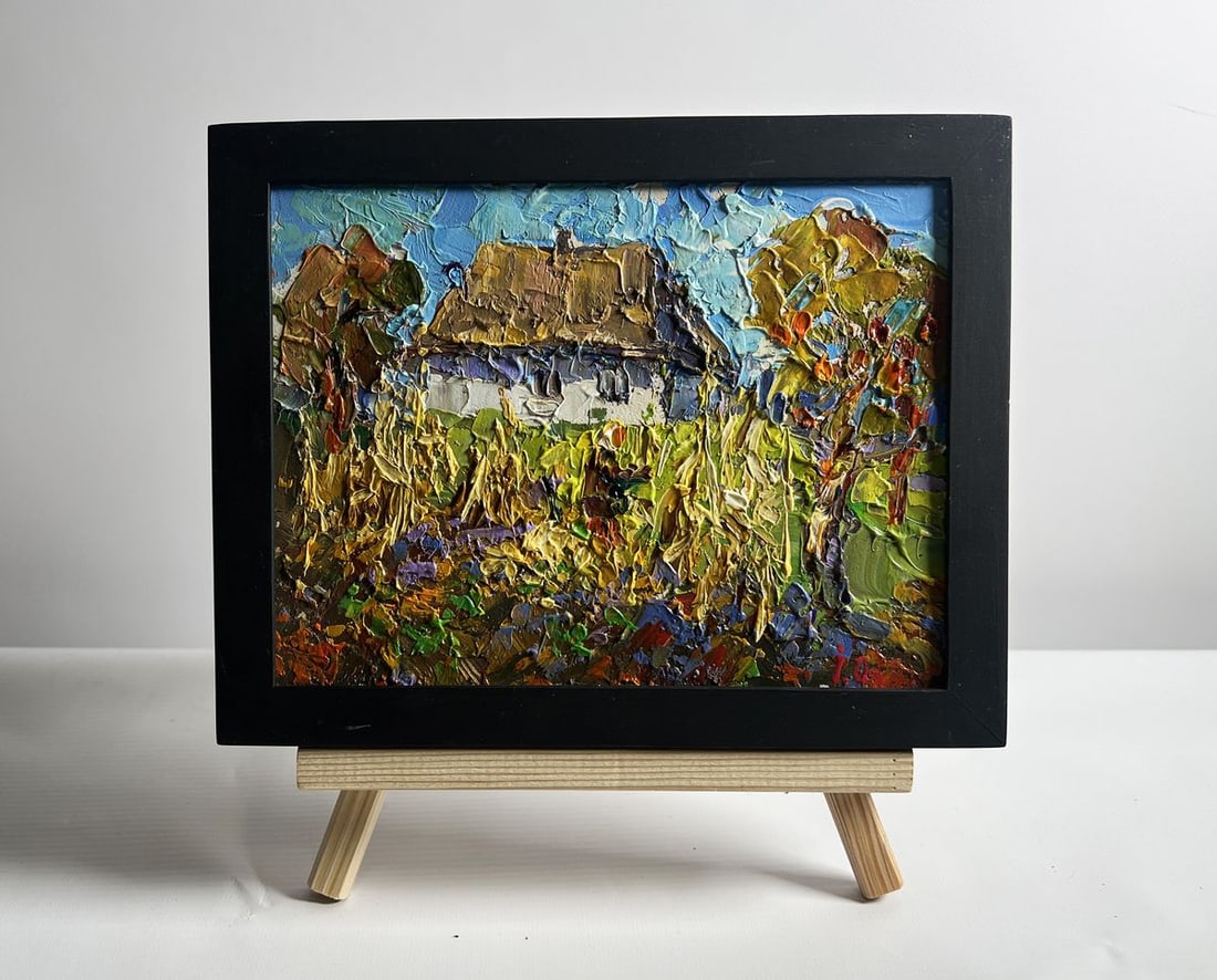 Oil painting Autumn gardening time Alex Kalenyuk: Title : Oil painting Autumn gardening time Alex Kalenyuk Description: No.AAA4080This oil painting cardboard, titled "Autumn gardening time", the scene is set in a rural village, where a traditional