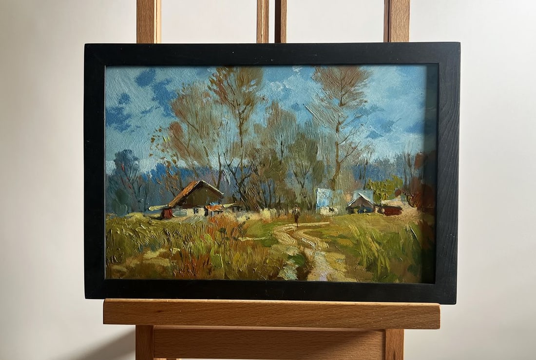 Oil painting I'm going back home Yuriy Suprunchuk: Title : Oil painting I'm going back home Yuriy Suprunchuk Description: No.AAA4188The painting titled "I'm going back home" captures the essence of a rural landscape, exuding warmth, nostalgia, and a d
