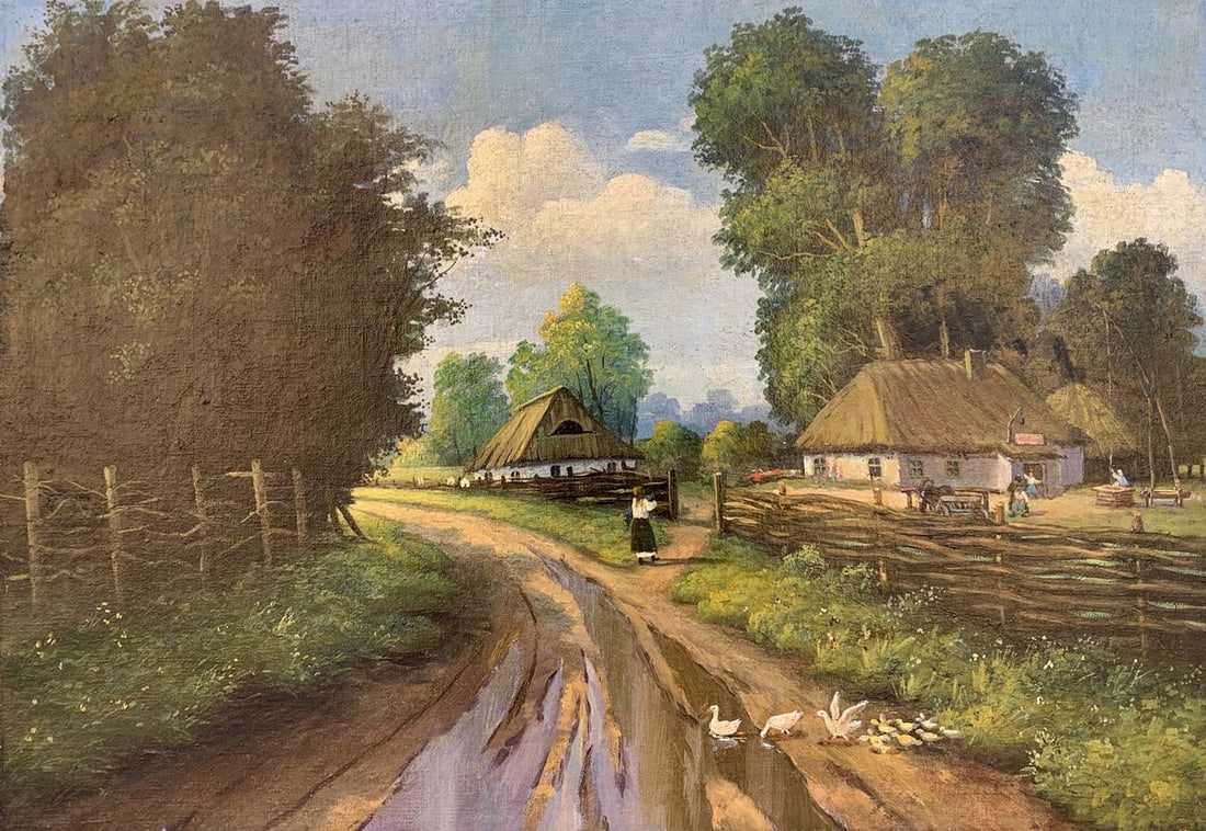 Oil painting Rural routine: Title : Oil painting Rural routine Description: No.1522 *** ABOUT THIS PAINTING *** * TITLE: "Rural routine" * ARTISTS: - * SIZE: 49x70 cm/19.29x27.55 inches' * MEDIUM: oil, canvas * HAND PAINTED: Ori