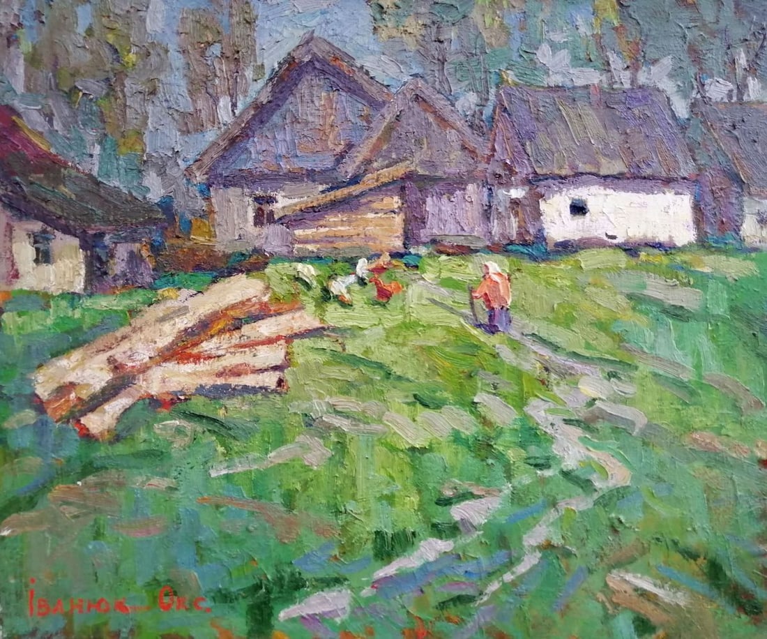 Oil painting In the courtyard Kalenyuk ?ks?n?: Title : Oil painting In the courtyard Kalenyuk ?ks?n? Description: No.Kalen 5 *** ABOUT THIS PAINTING *** * TITLE: "In the courtyard" * ARTISTS: Kalenyuk ?ks?n? * SIZE: 50x60 cm/19.68x23.62 inches' *
