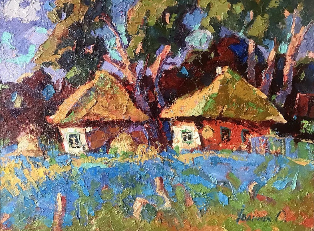 Oil painting Rural motif Kalenyuk Alex: Title : Oil painting Rural motif Kalenyuk Alex Description: No.Kalen 1063"Rural Motif" is a captivating oil painting that depicts a serene summer landscape, exuding tranquility and the timeless beauty