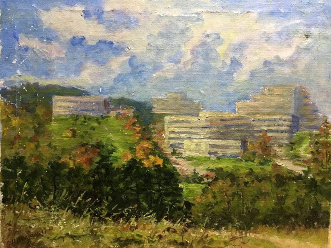 Oil painting sanatorium N. Bezpalchev: Title : Oil painting sanatorium N. Bezpalchev Description: No.302 * TITLE: "Sanatorium" * ARTISTS: N. Bezpalchev * SIZE: 40x50 cm/15.74x19.68 inches' * MEDIUM: oil, canvas * HAND PAINTED: Original