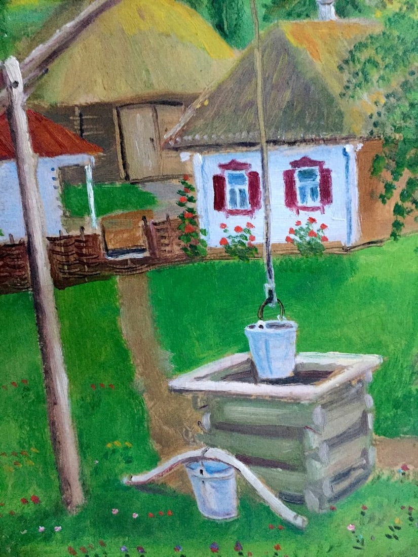 Oil painting Ukrainian naive village - 5