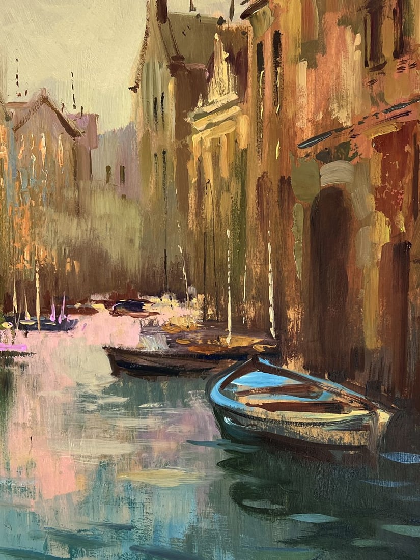 Oil painting The Venetian boat bay in the city Yuriy Suprunchuk - 10