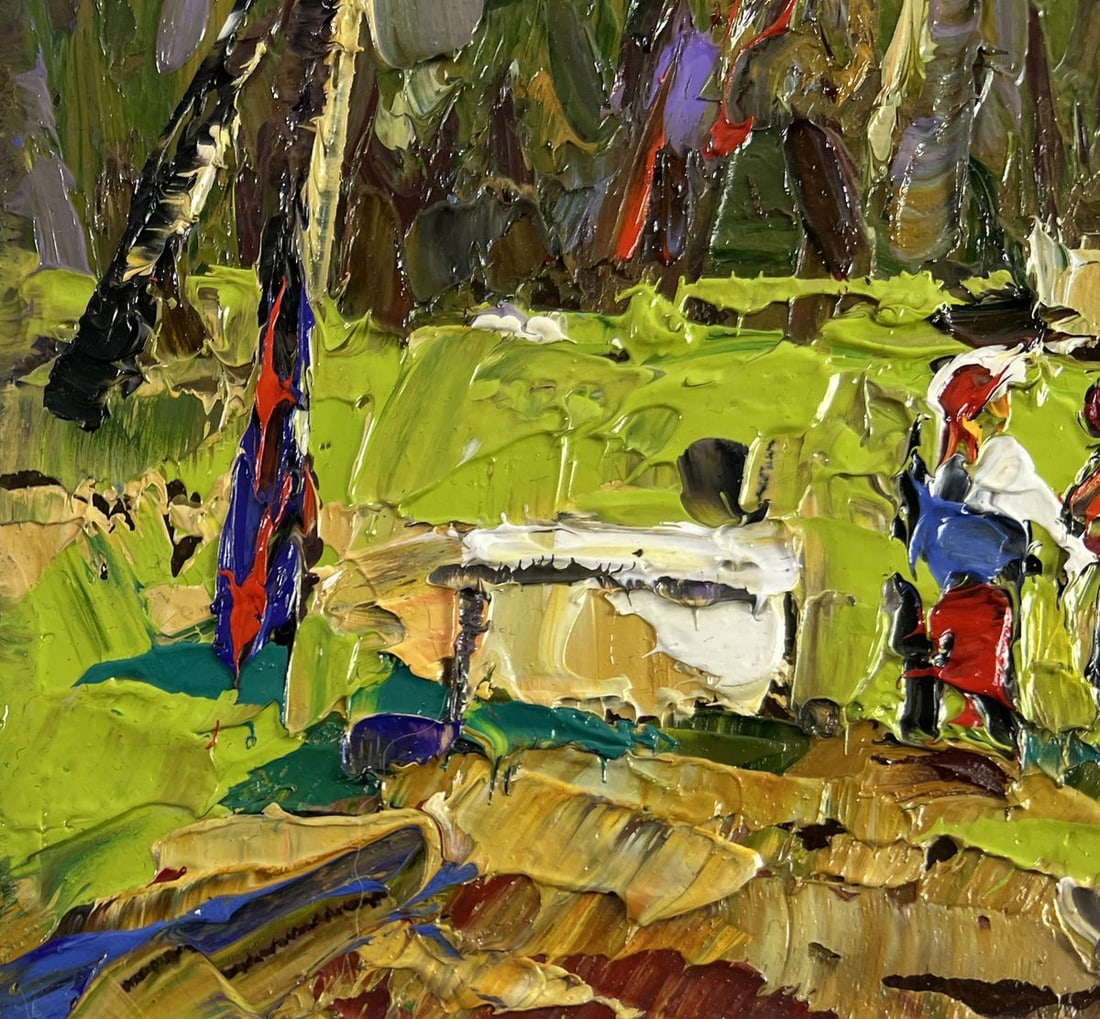 Oil painting Neighbors in the summer garden Alex Kalenyuk - 5