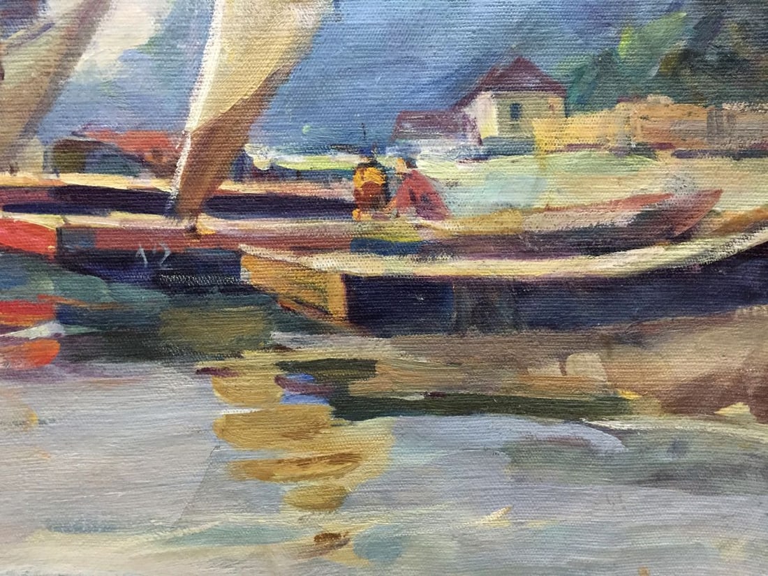Oil painting Boat port - 7