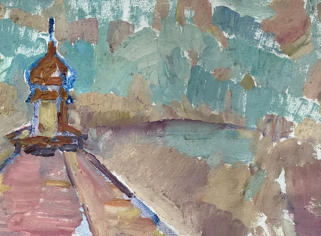 Oil painting roofs of houses Peter Tovpev - 4