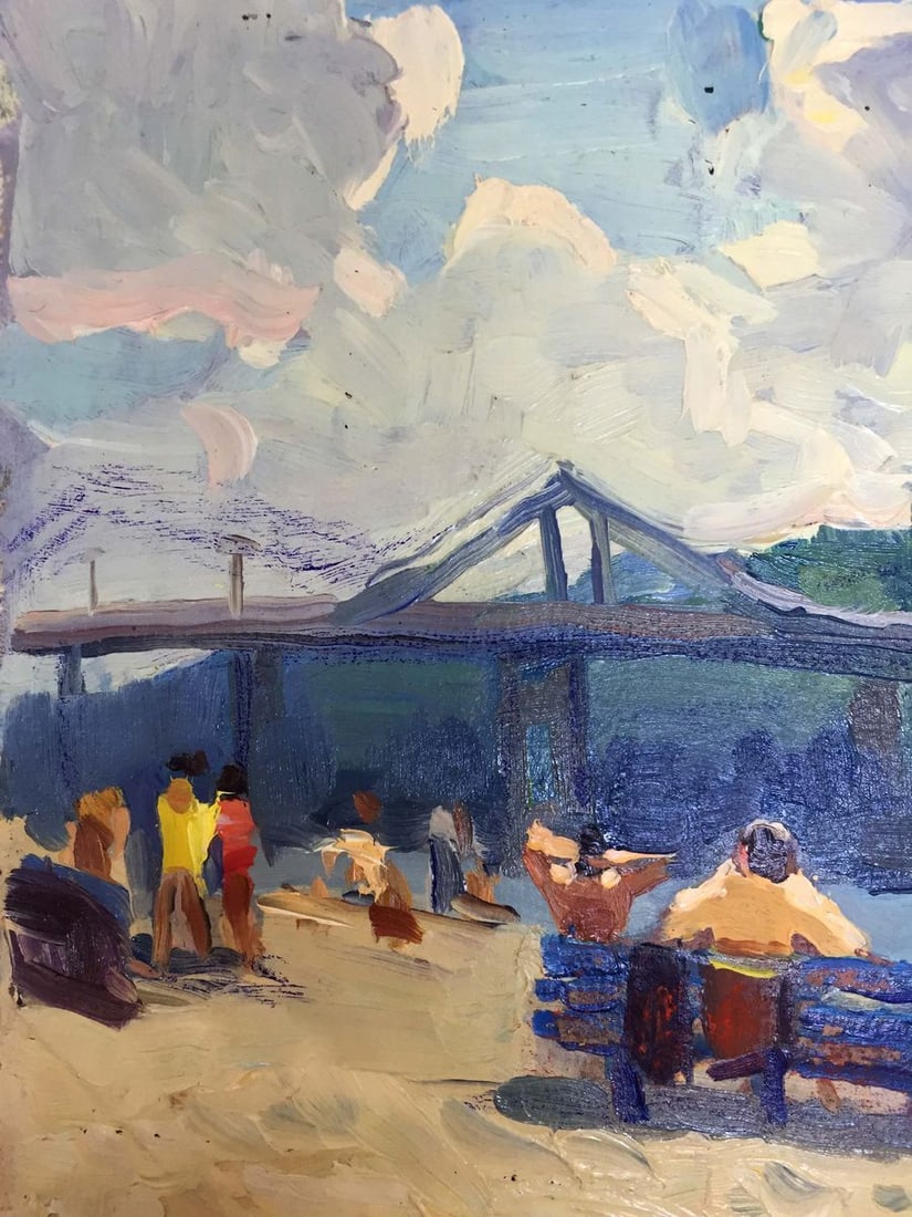 Oil painting By the river bank Popov I. A. - 3