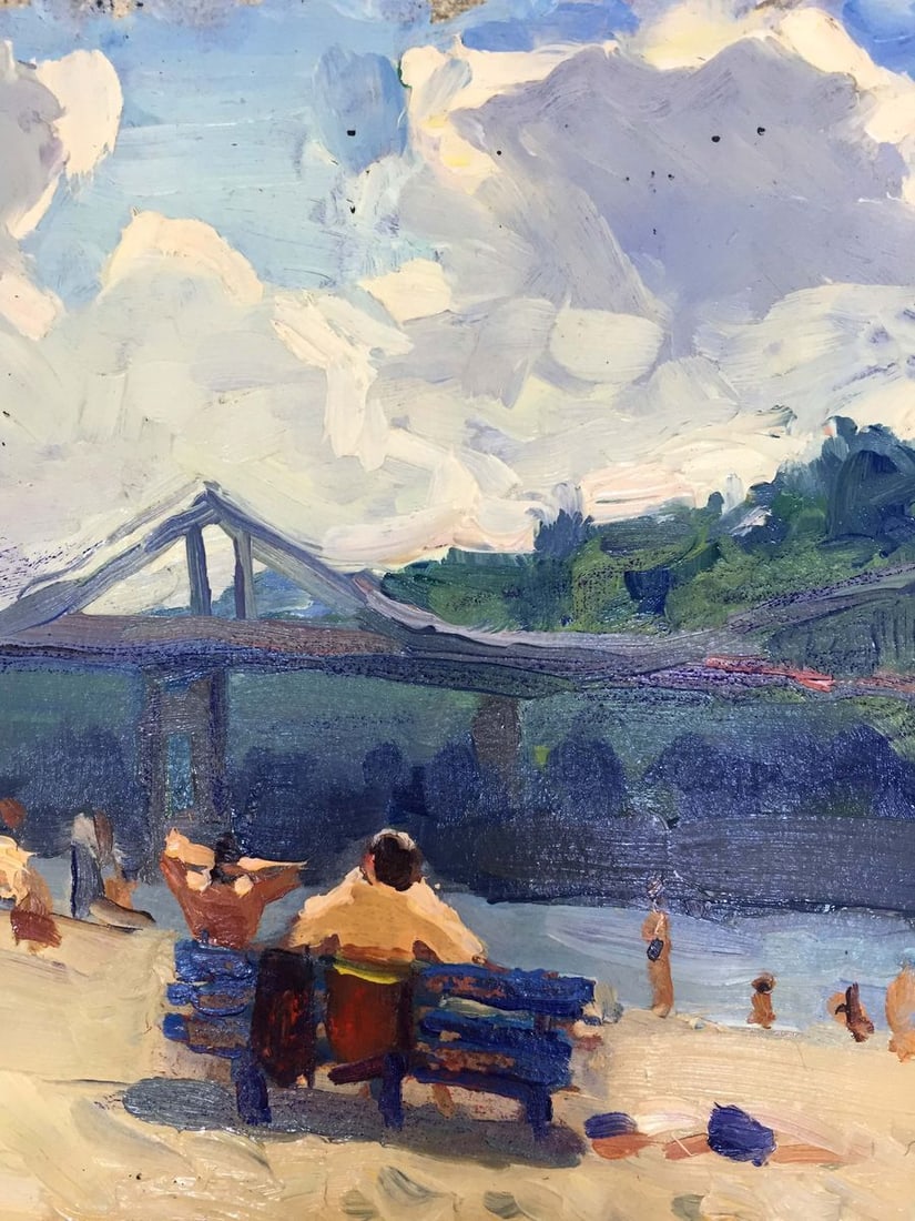 Oil painting By the river bank Popov I. A. - 4