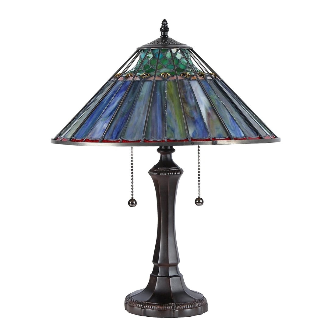 21.5" Vintage Style Stained Glass Table Lamp - 2
